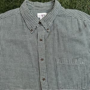Vtg J. Crew Oarsman Men's Cottage Cotton Twill Houndstooth Button Down Shirt XL